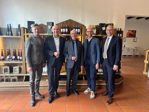 Einsatz für die Belange der genossenschaftlichen Weinwirtschaft: André Weltz, Frank Jentzer, Henning Seibert, Cornelius Lauter und Dr. Christian Weseloh (von links). 
