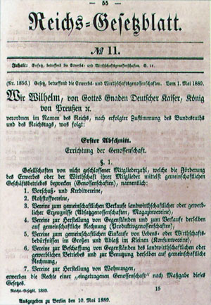 Reichsgesetz betreffend die Erwerbs- und Wirthschaftsgenossenschaften von 1889